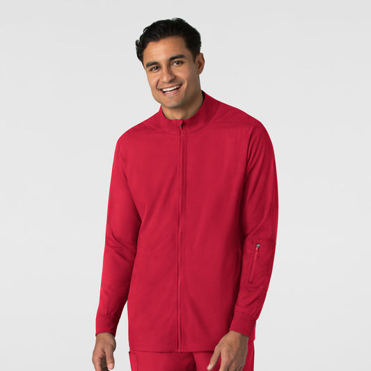 Boundless 8351 Men's Warm Up Scrub Jacket Red Model Image Front | Wink