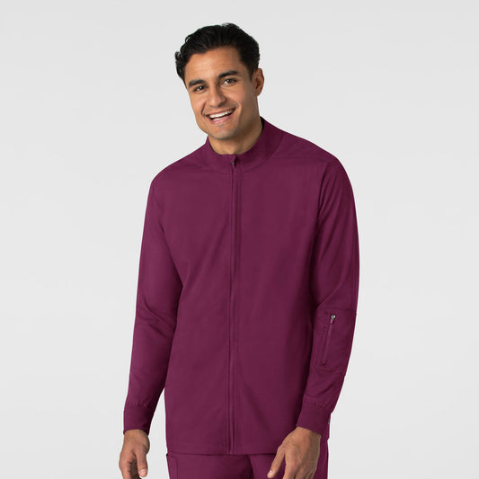 Boundless 8351 Men's Warm Up Scrub Jacket Wine Model Image Front | Wink