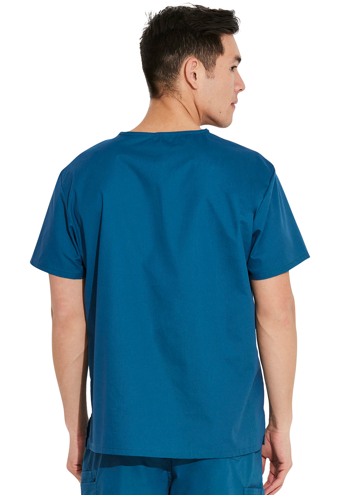 EDS Signature 83706 Unisex Tuckable V-Neck Top Caribbean Blue Model Image Back | Dickies