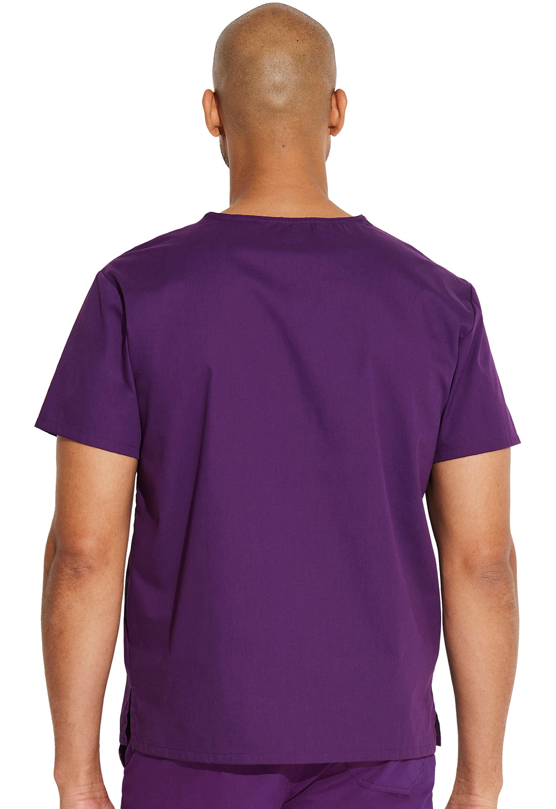 EDS Signature 83706 Unisex Tuckable V-Neck Top Eggplant Model Image Back | Dickies