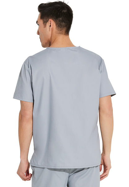 EDS Signature 83706 Unisex Tuckable V-Neck Top Grey Model Image Back | Dickies