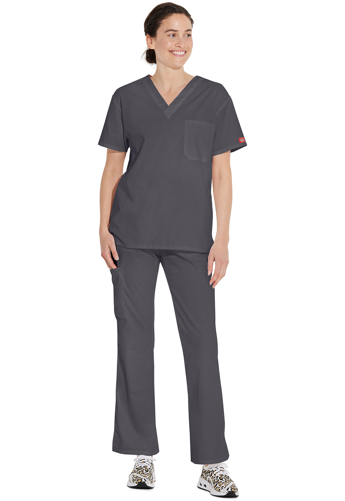 EDS Signature 83706 Unisex Unisex Tuckable V-Neck Scrub Top Pewter
