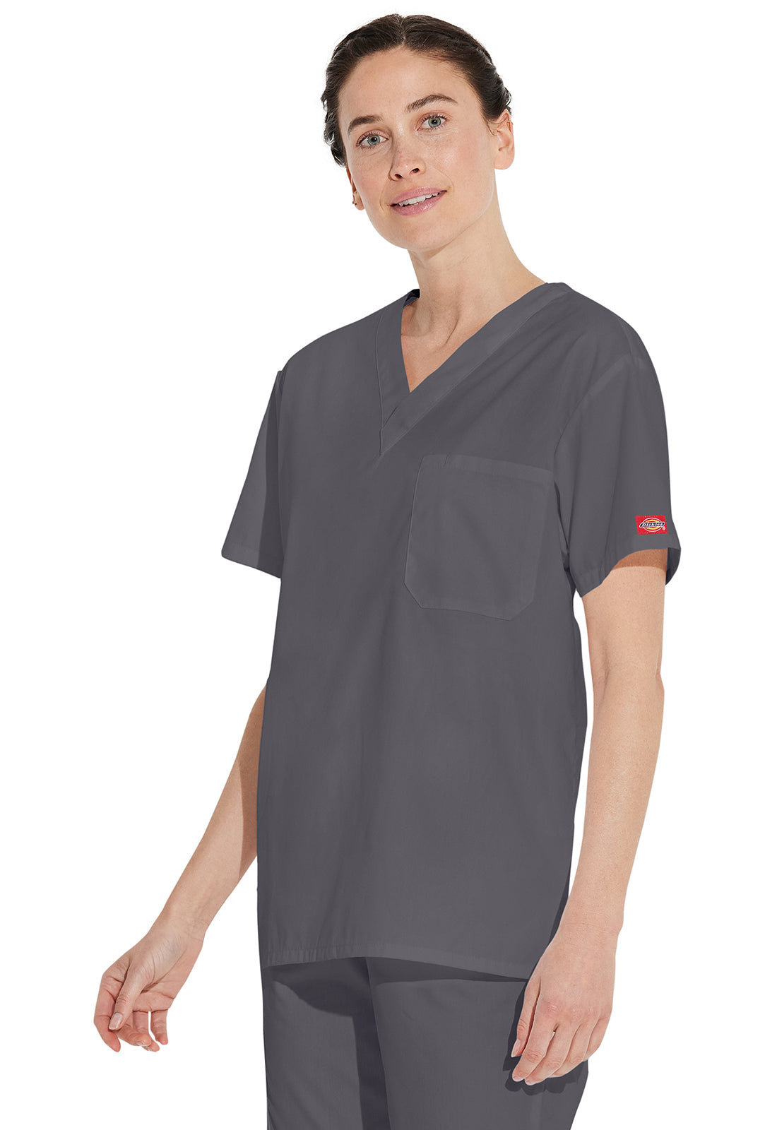 EDS Signature 83706 Unisex Unisex Tuckable V-Neck Scrub Top Pewter