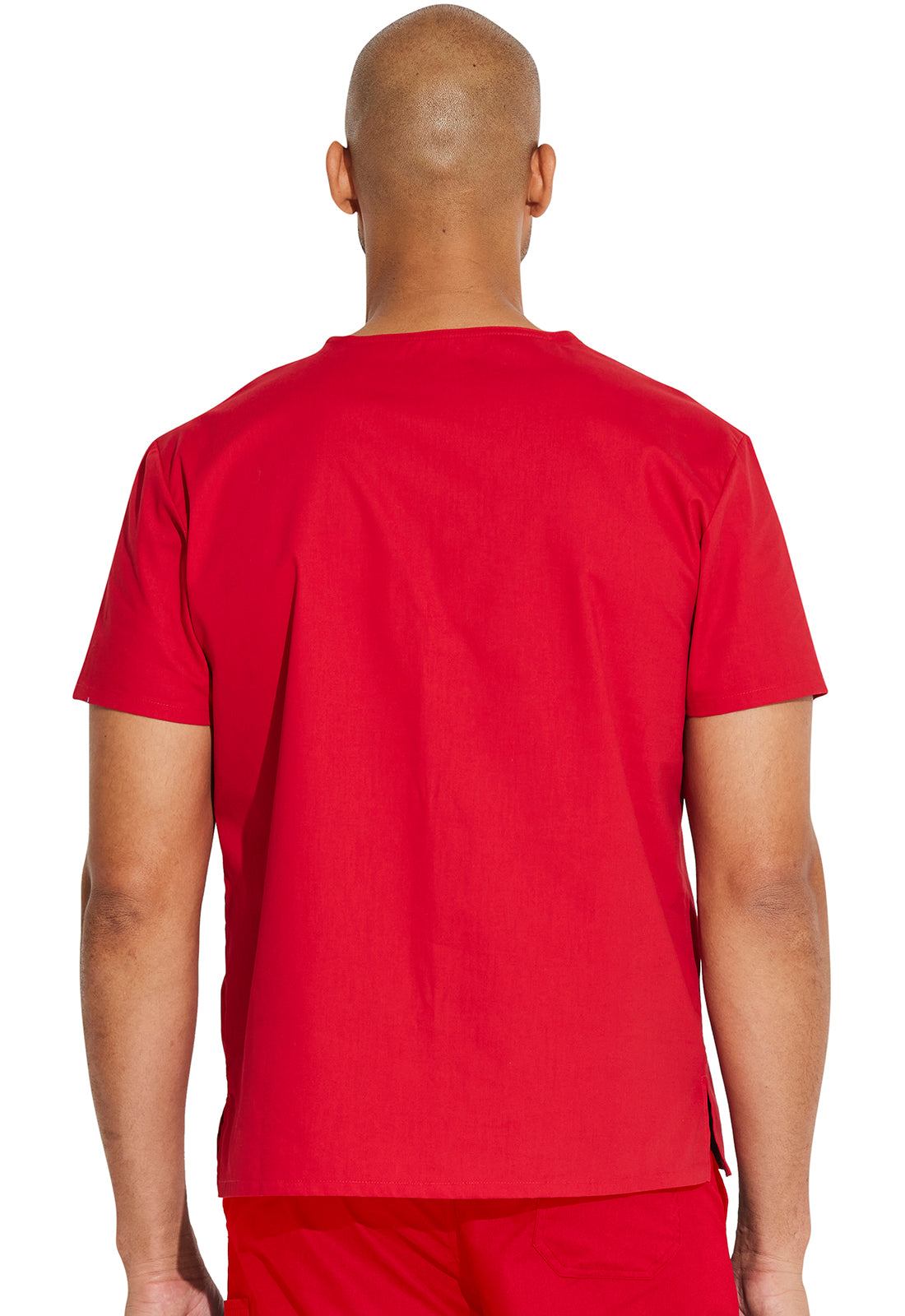 EDS Signature 83706 Unisex Tuckable V-Neck Top Red Model Image Back | Dickies