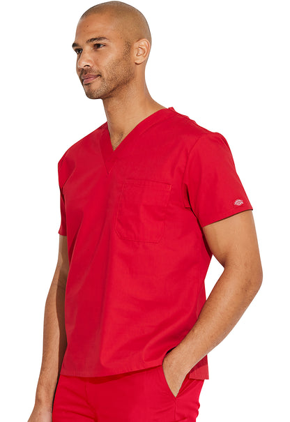 EDS Signature 83706 Unisex Tuckable V-Neck Top Red Model Image Right Side | Dickies