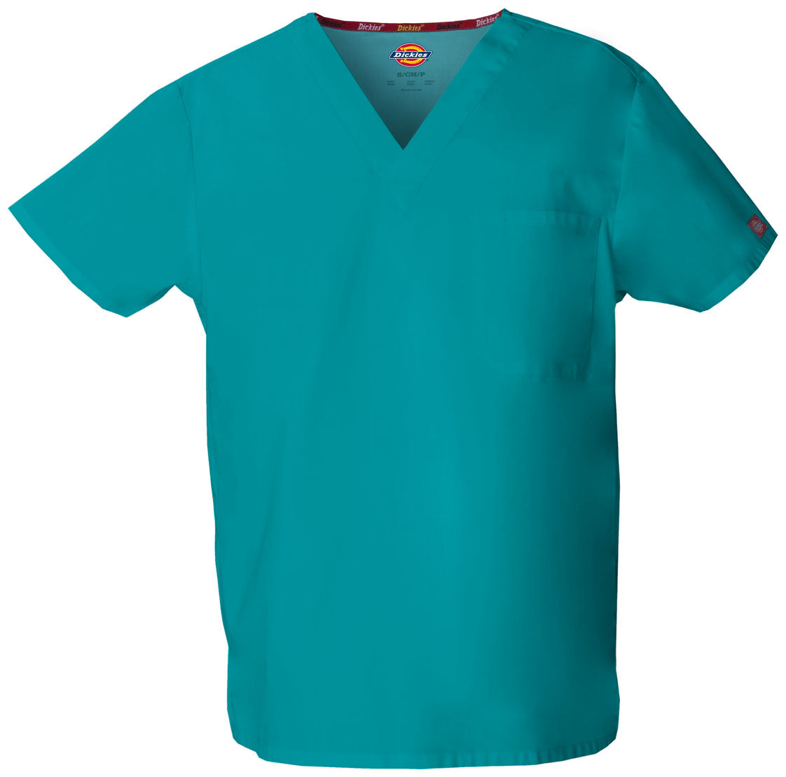 EDS Signature 83706 Unisex Tuckable V-Neck Top Teal Blue Model Image Front | Dickies