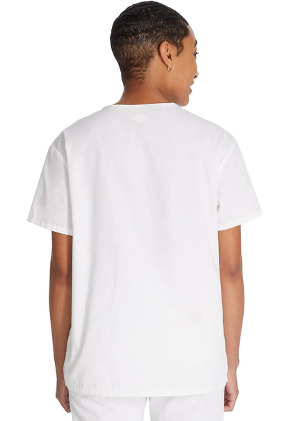 EDS Signature 83706 Unisex Tuckable V-Neck Top White Model Image Back | Dickies