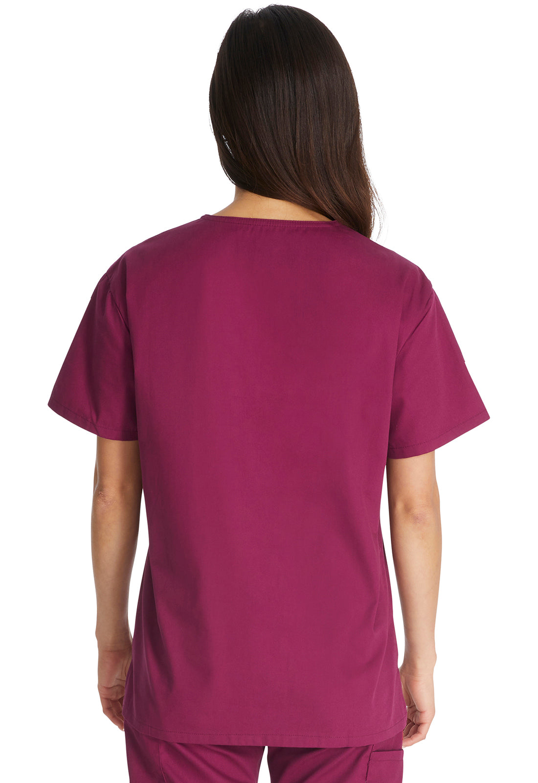 EDS Signature 83706 Unisex Tuckable V-Neck Top Wine Model Image Back | Dickies