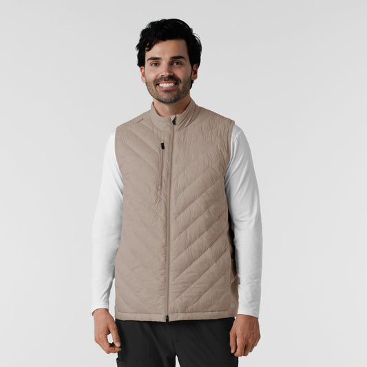 Layers 8377 Men's Quilted Scrub Vest Haze Model Image Front | Wink