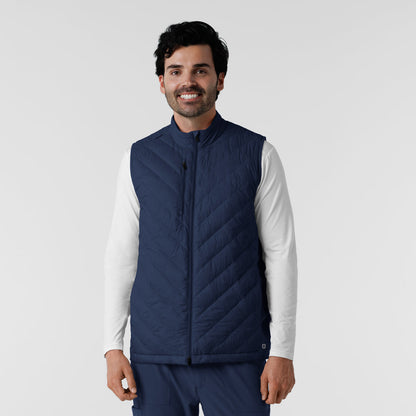 Layers 8377 Men's Quilted Scrub Vest Navy Model Image Front | Wink