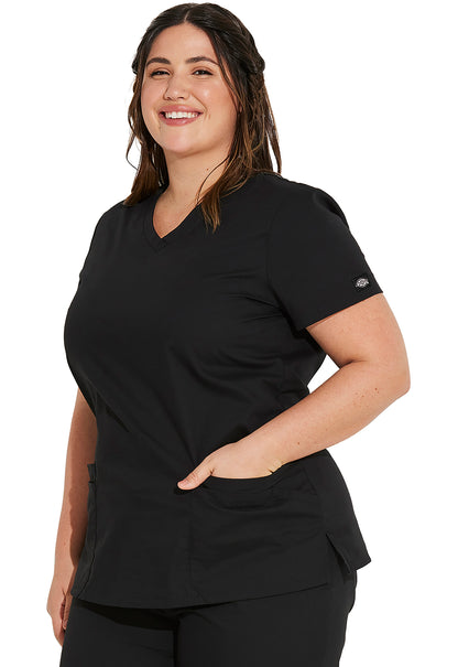 EDS Signature 85906 V-Neck Top Black Model Image Right Side | Dickies