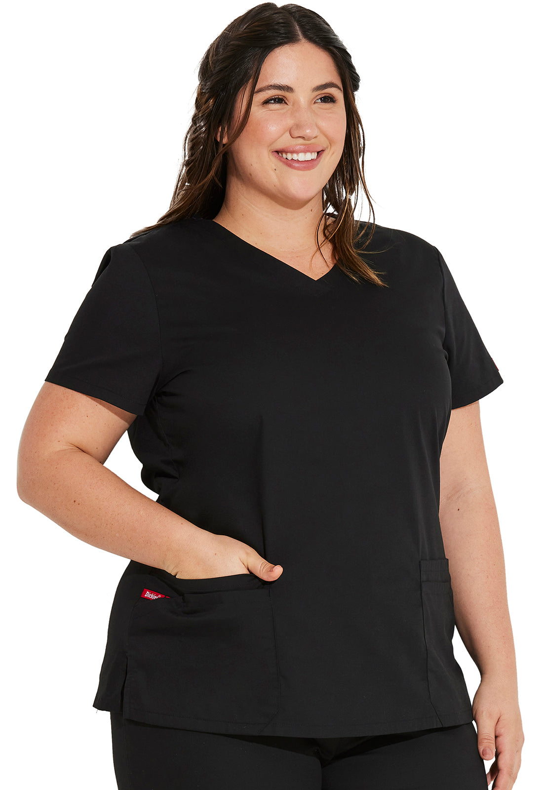 EDS Signature 85906 V-Neck Top Black Model Image Left Side | Dickies