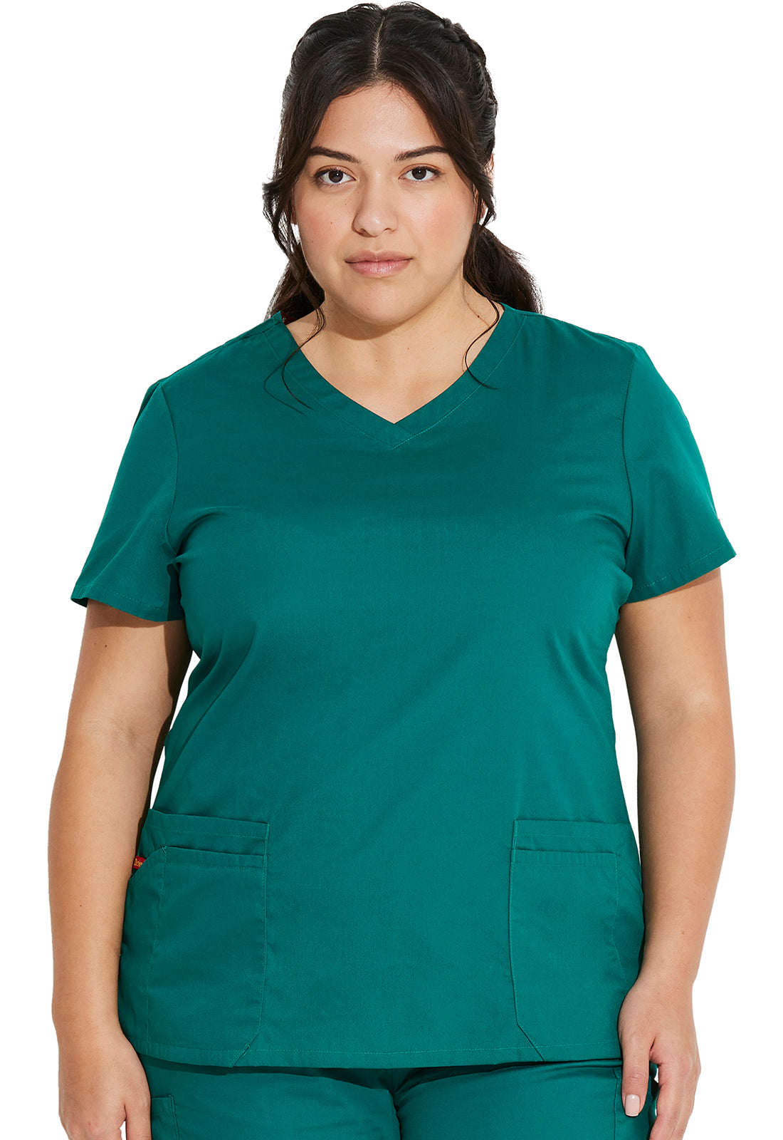 EDS Signature 85906 V-Neck Top Hunter Green Model Image Front | Dickies