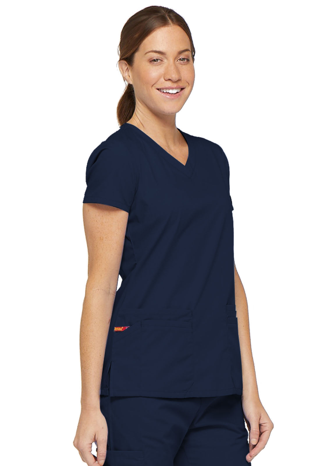 EDS Signature 85906 V-Neck Top Navy Model Image Left Side | Dickies