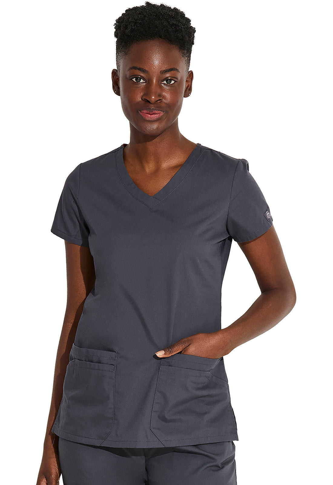 EDS Signature 85906 V-Neck Top Pewter Model Image Front | Dickies