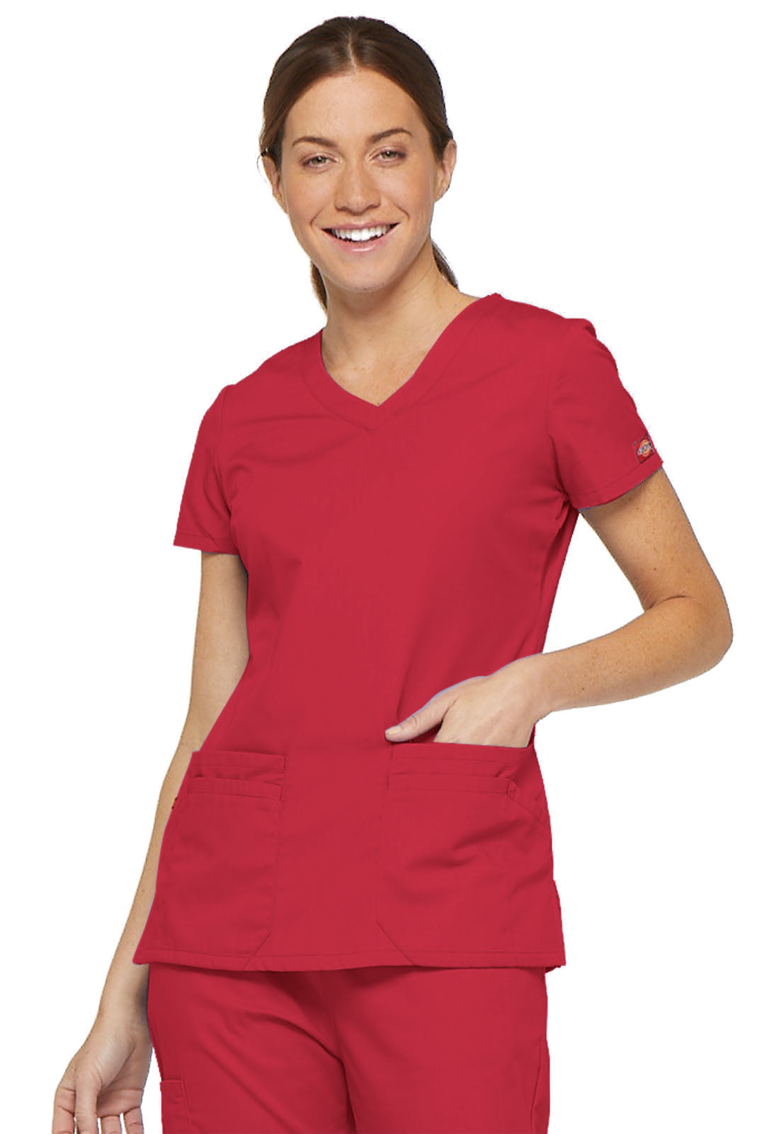 EDS Signature 85906 V-Neck Top Red Model Image Front | Dickies