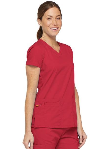 EDS Signature 85906 V-Neck Top Red Model Image Left Side | Dickies