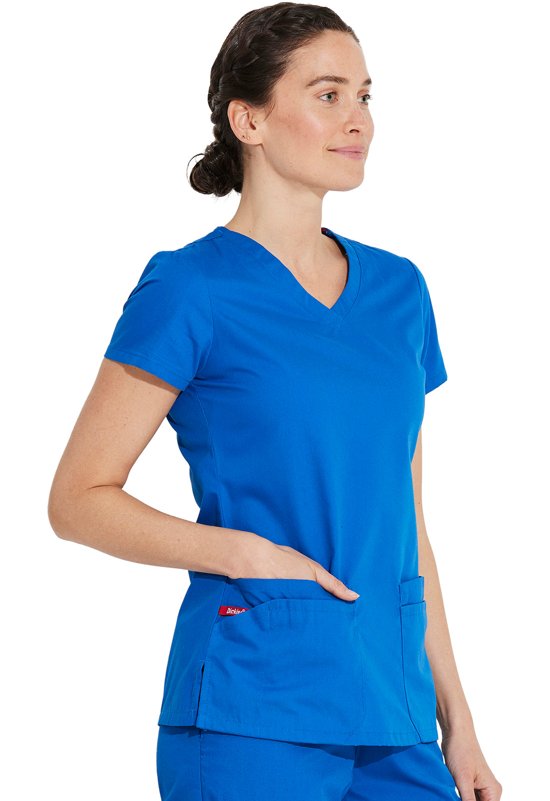 EDS Signature 85906 V-Neck Top Royal Model Image Left Side | Dickies