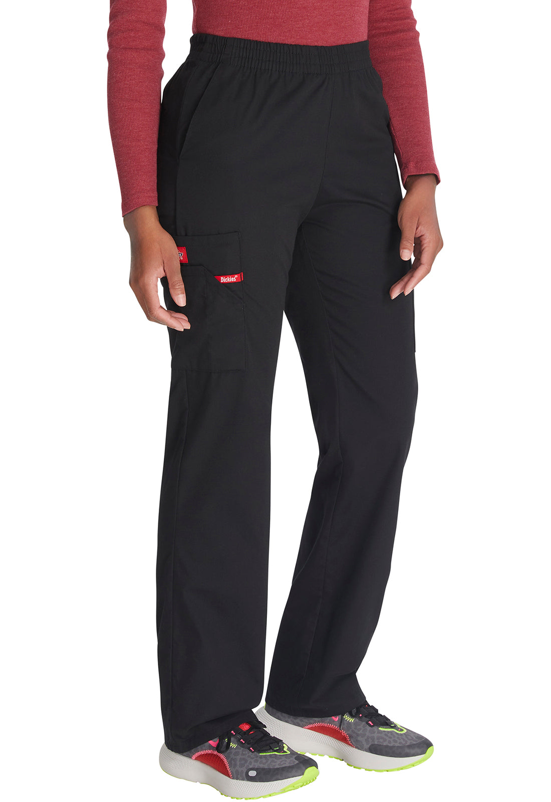 EDS Signature 86106 Natural Rise Tapered Leg Pull-On Pants Black Model Image Left Side | Dickies