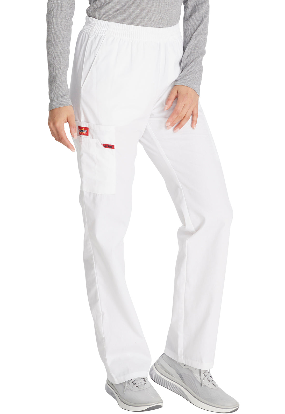 EDS Signature 86106 Natural Rise Tapered Leg Pull-On Pants White Model Image Left Side | Dickies