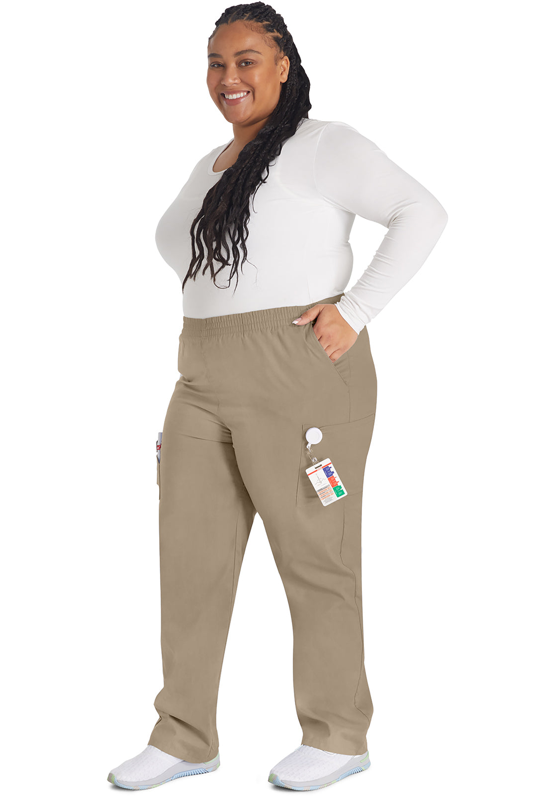 EDS Signature 86106 Women's Natural Rise Tapered Leg Pull-On Scrub Pants Dark Khaki