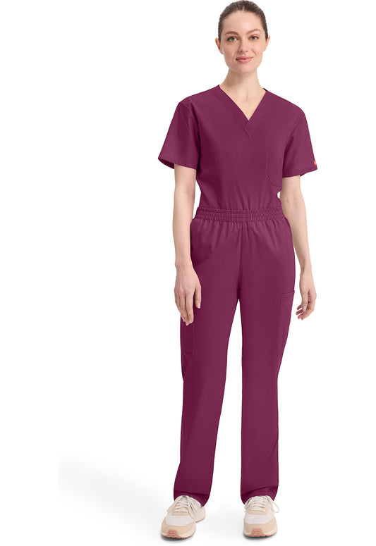 EDS Signature 86106 Women's Natural Rise Tapered Leg Pull-On Scrub Pants Wine