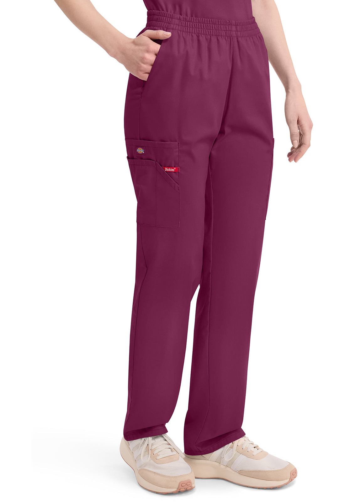 EDS Signature 86106 Women's Natural Rise Tapered Leg Pull-On Scrub Pants Wine