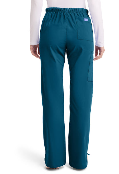 EDS Signature 86206 Women's Mid Rise Drawstring Cargo Scrub Pants Caribbean Blue