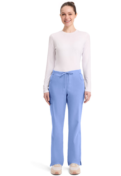 EDS Signature 86206 Women's Mid Rise Drawstring Cargo Scrub Pants Ciel