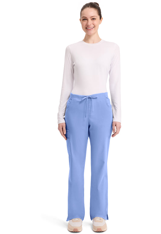 EDS Signature 86206 Women's Mid Rise Drawstring Cargo Scrub Pants Ciel