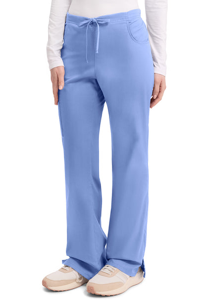EDS Signature 86206 Women's Mid Rise Drawstring Cargo Scrub Pants Ciel