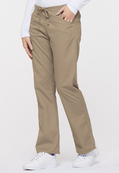 EDS Signature 86206 Women's Mid Rise Drawstring Cargo Scrub Pants Dark Khaki