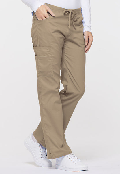 EDS Signature 86206 Women's Mid Rise Drawstring Cargo Scrub Pants Dark Khaki