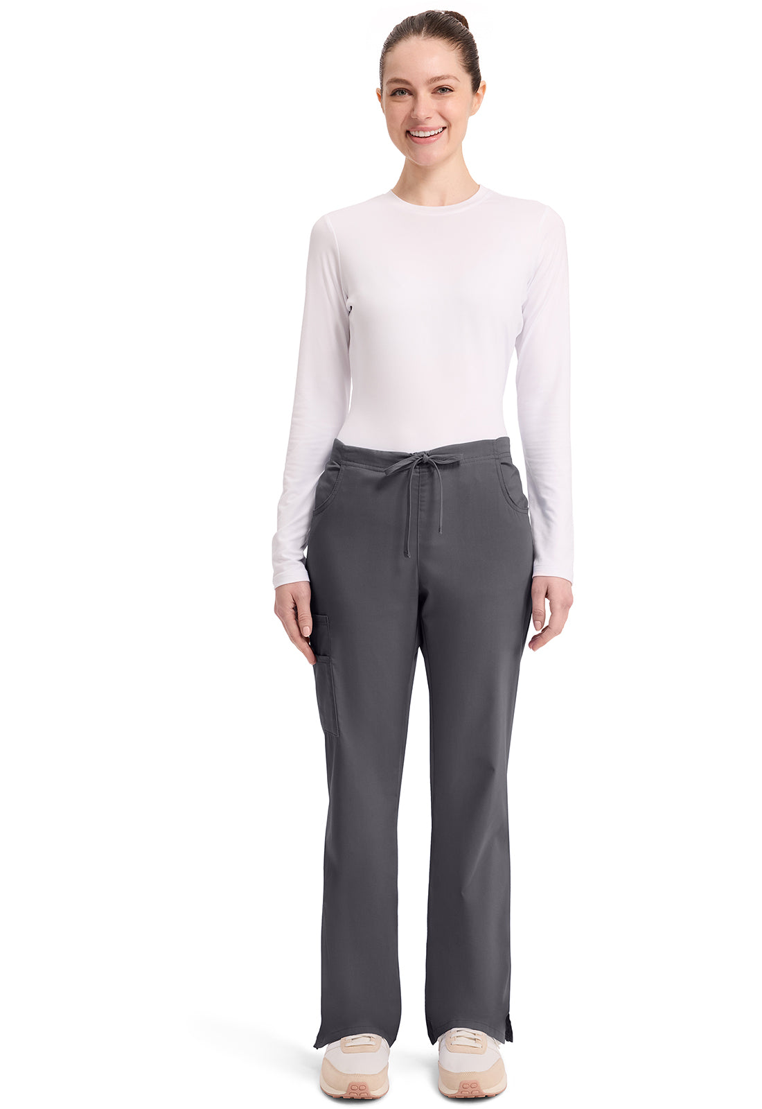EDS Signature 86206 Women's Mid Rise Drawstring Cargo Scrub Pants Pewter