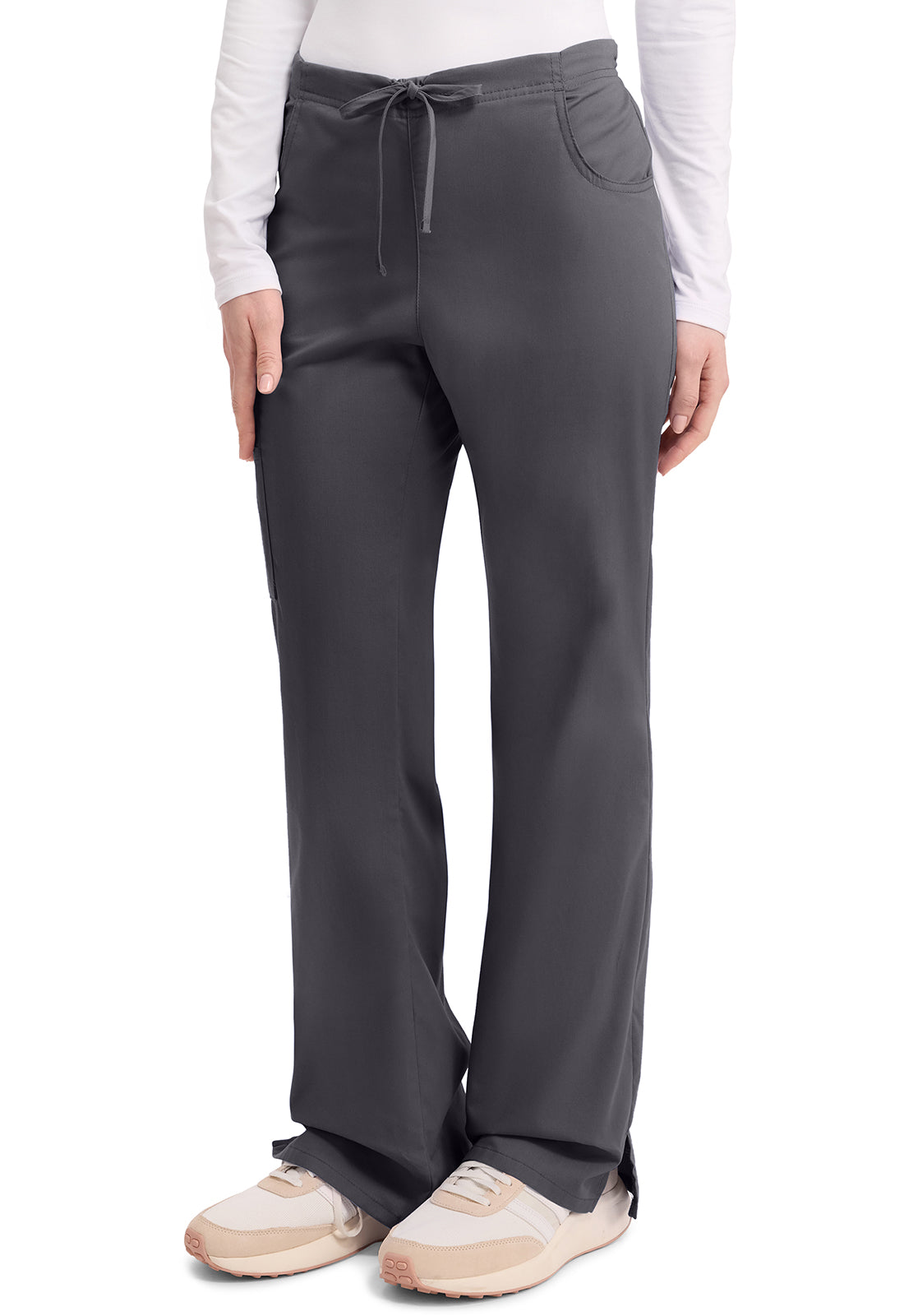 EDS Signature 86206 Women's Mid Rise Drawstring Cargo Scrub Pants Pewter