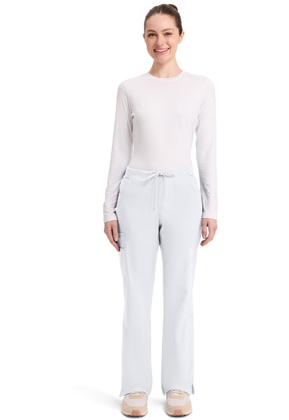 EDS Signature 86206 Women's Mid Rise Drawstring Cargo Scrub Pants White