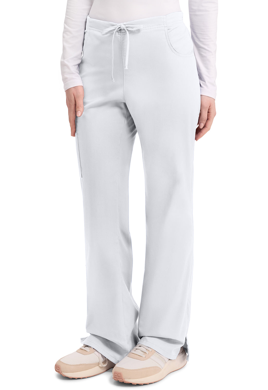 EDS Signature 86206 Women's Mid Rise Drawstring Cargo Scrub Pants White