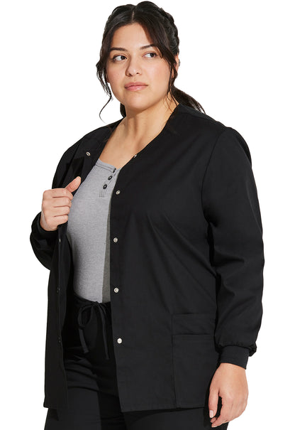 EDS Signature 86306 Snap Front Warm-Up Jacket Black Model Image Right Side | Dickies