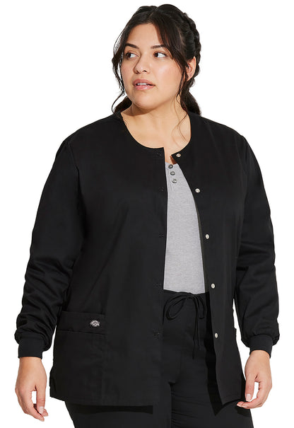 EDS Signature 86306 Snap Front Warm-Up Jacket Black Model Image Left Side | Dickies