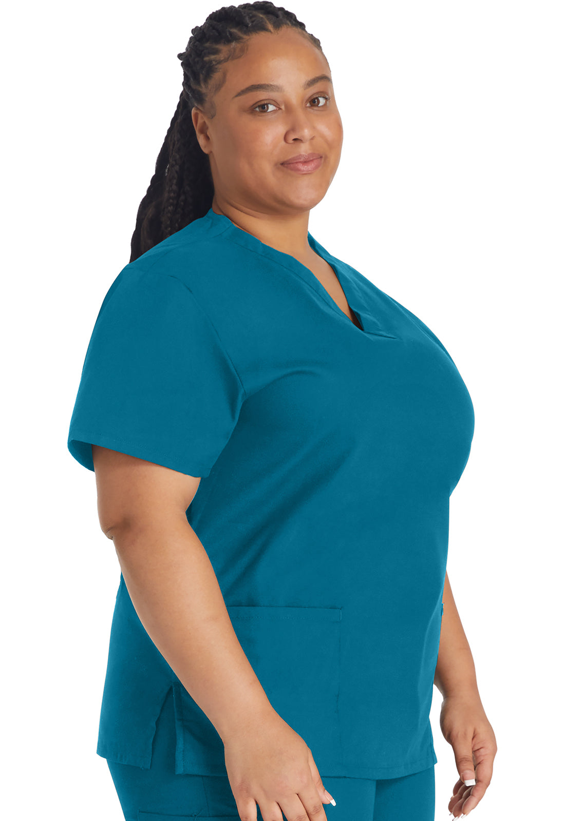 EDS Signature 86706 V-Neck Top Caribbean Blue Model Image Left Side | Dickies