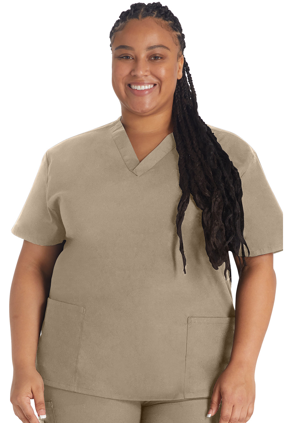 EDS Signature 86706 Women's V-Neck Scrub Top Dark Khaki