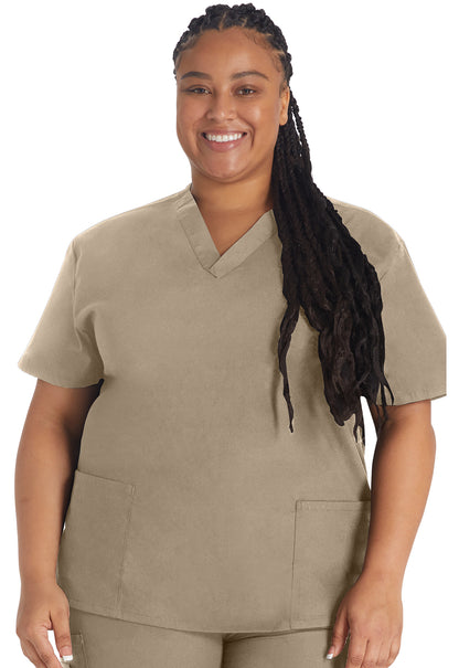 EDS Signature 86706 Women's V-Neck Scrub Top Dark Khaki