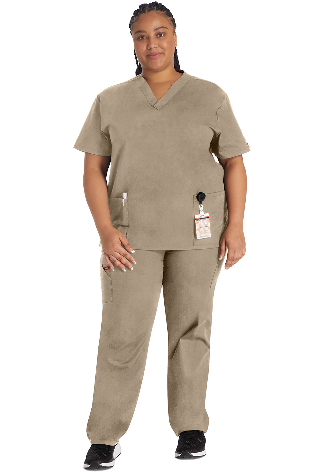 EDS Signature 86706 Women's V-Neck Scrub Top Dark Khaki