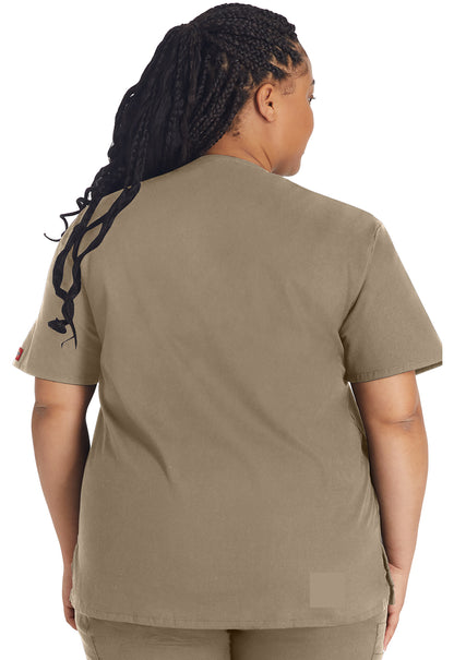 EDS Signature 86706 Women's V-Neck Scrub Top Dark Khaki