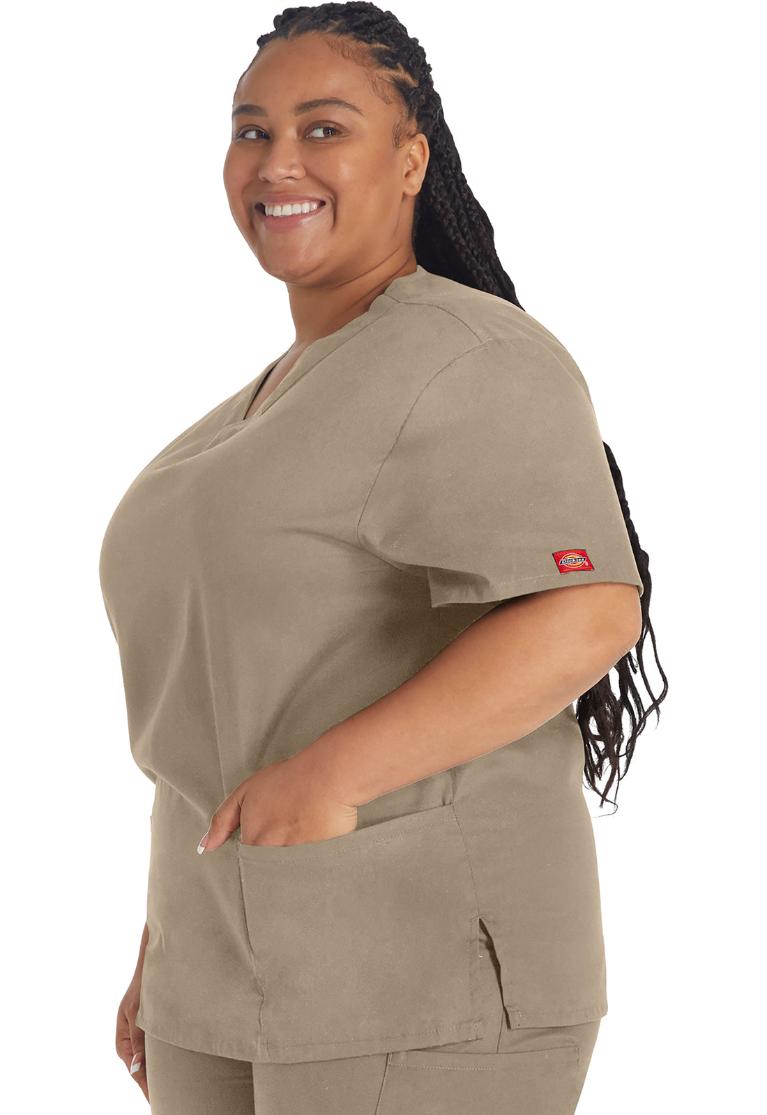 EDS Signature 86706 Women's V-Neck Scrub Top Dark Khaki