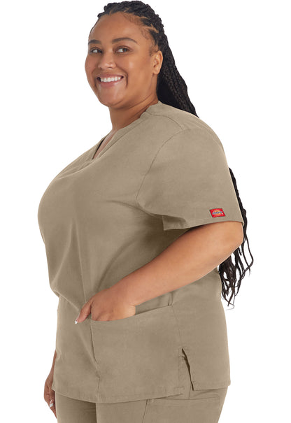EDS Signature 86706 Women's V-Neck Scrub Top Dark Khaki