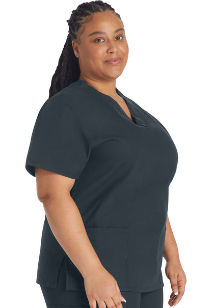 EDS Signature 86706 V-Neck Top Pewter Model Image Left Side | Dickies