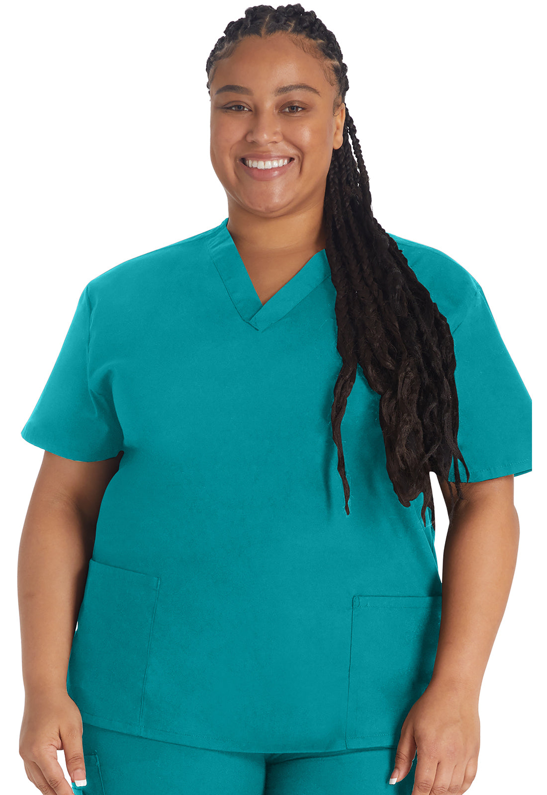 EDS Signature 86706 V-Neck Top Teal Blue Model Image Front | Dickies