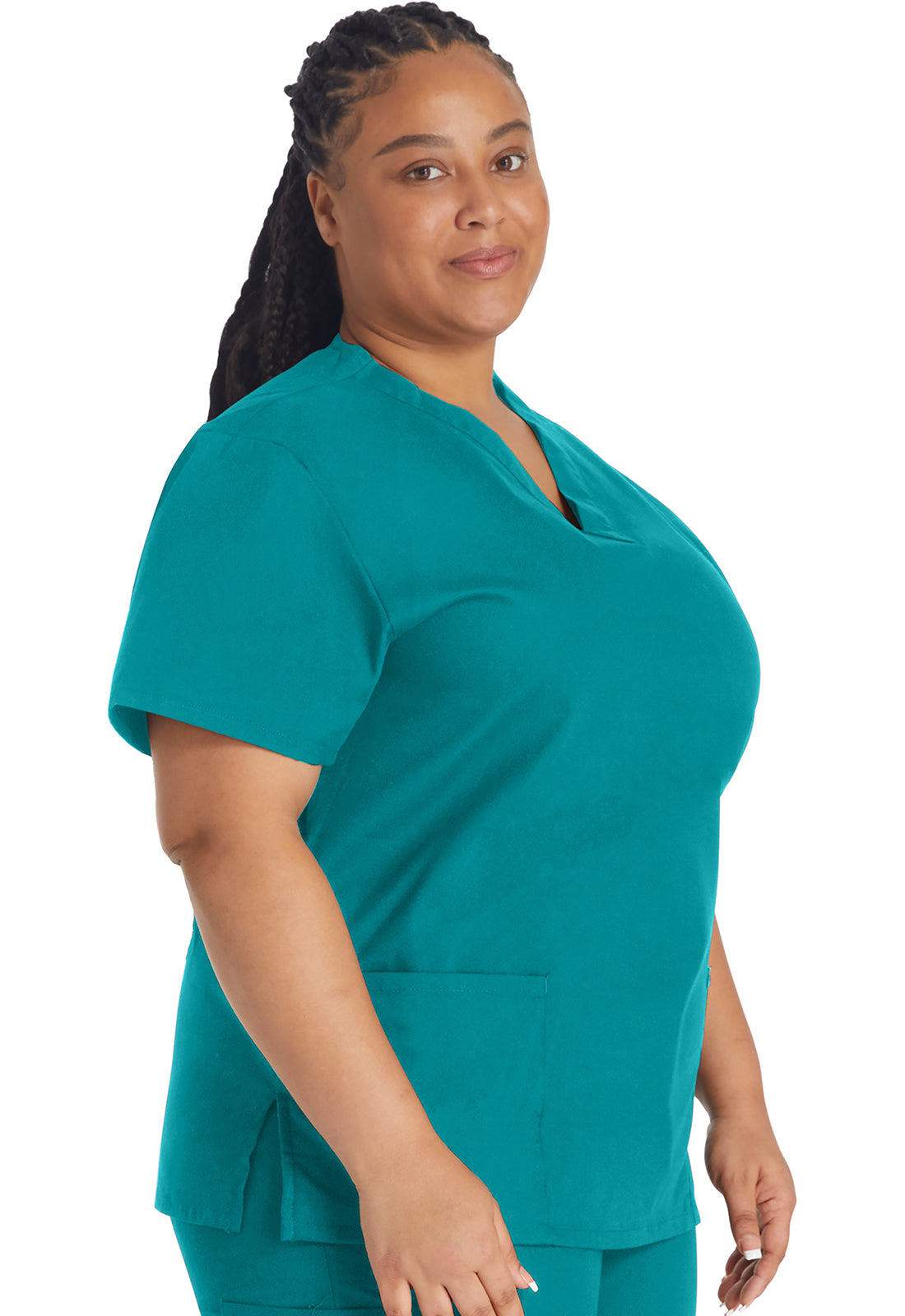 EDS Signature 86706 V-Neck Top Teal Blue Model Image Left Side | Dickies