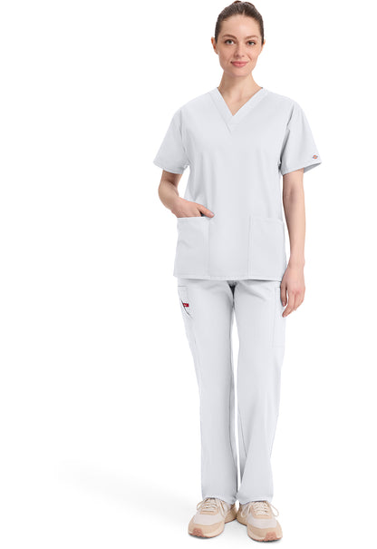 EDS Signature 86706 Women's V-Neck Scrub Top White